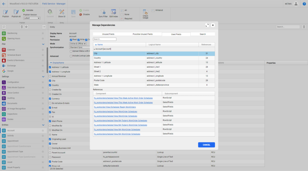 App Configurator setup of fields whitelist