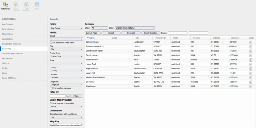 Setting up a geocoding functionality in Resco App Configurator