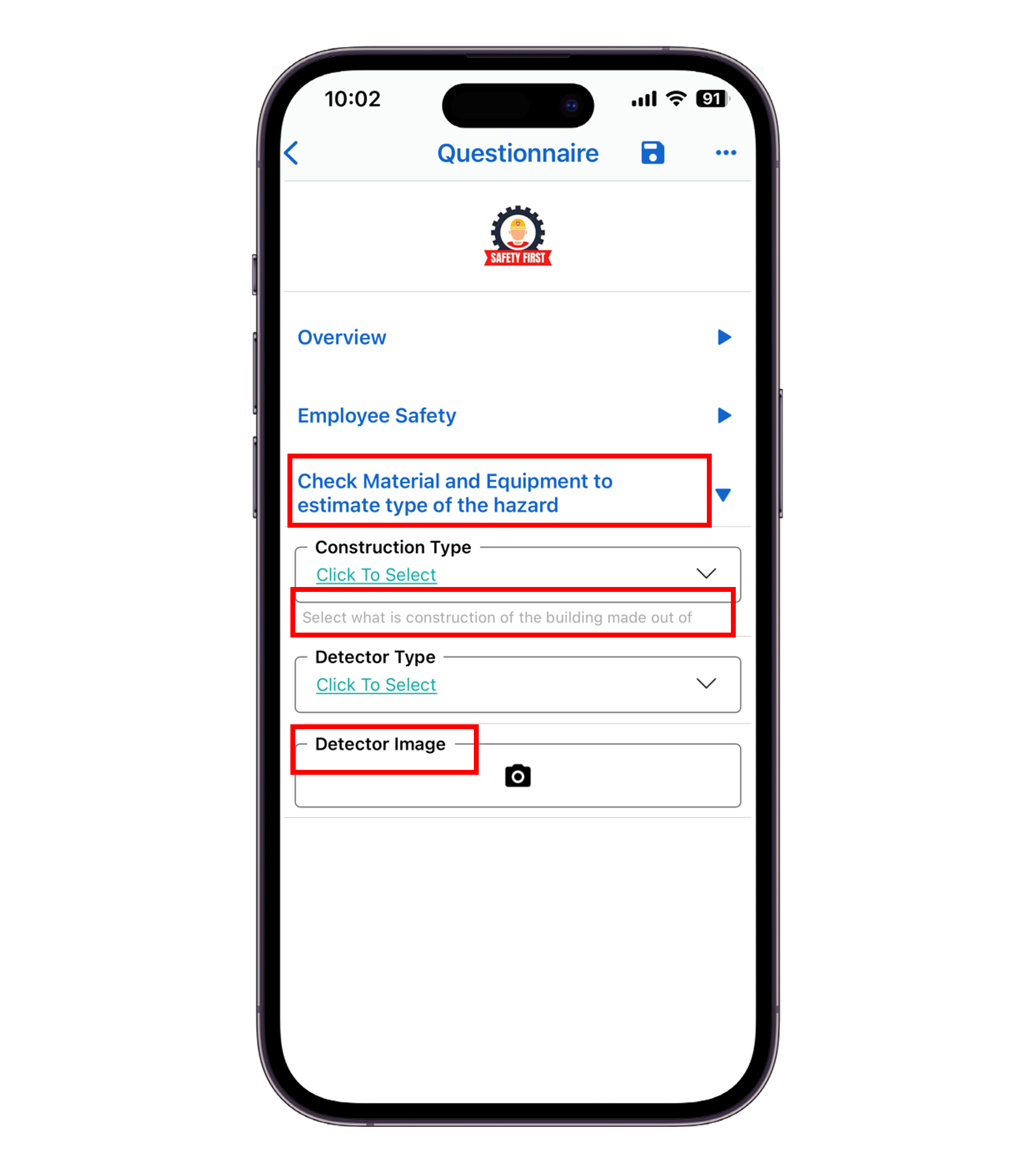 Questionnaires flexible header