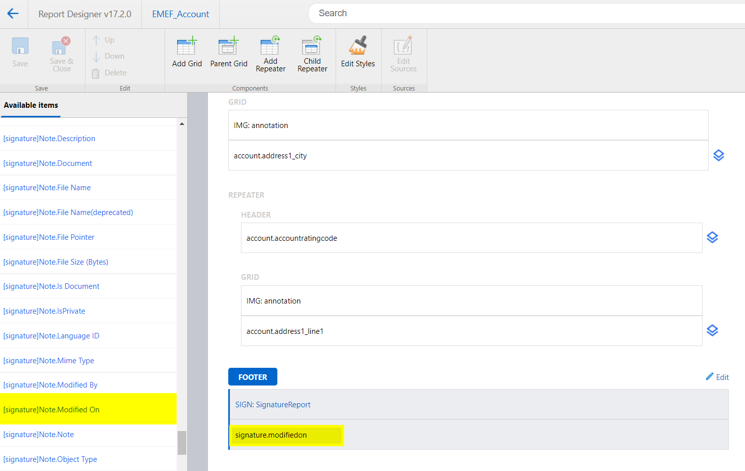 Adding signature in Resco Report Designer