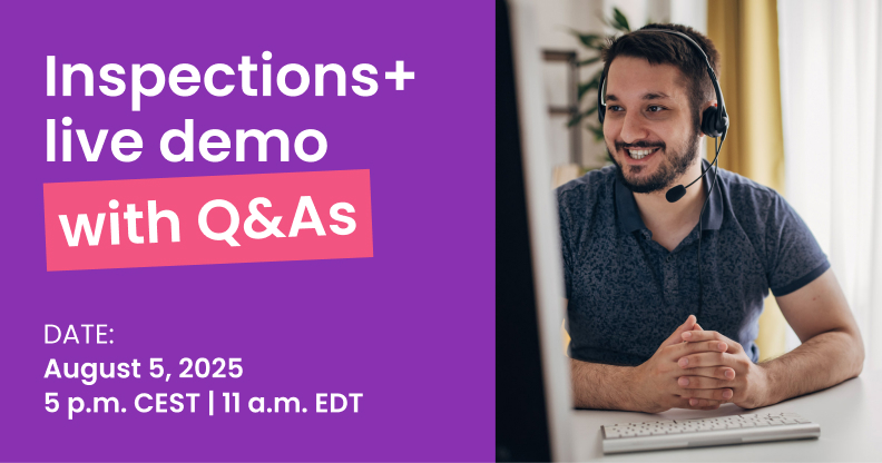 Image informing about the date and time of the Inspections & Audits live demo webinar in August 2025