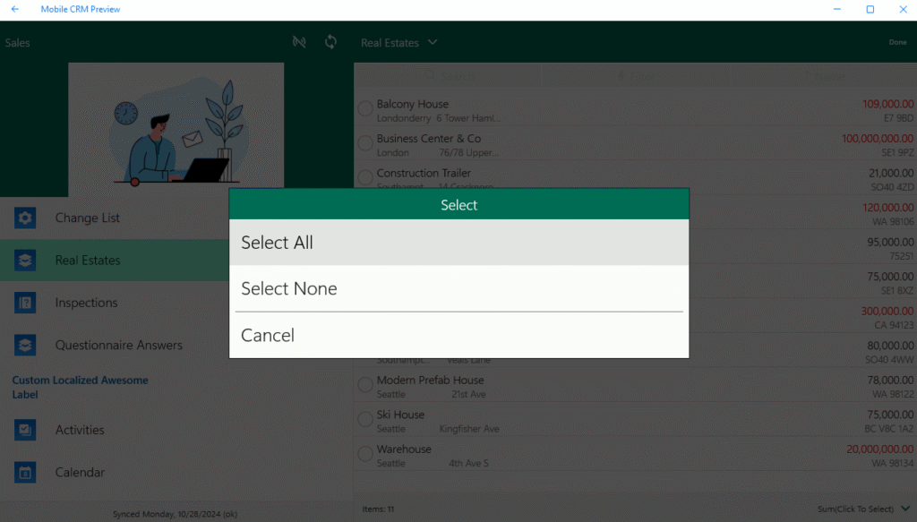 Selecting "Select All" will select only the records currently loaded in the view