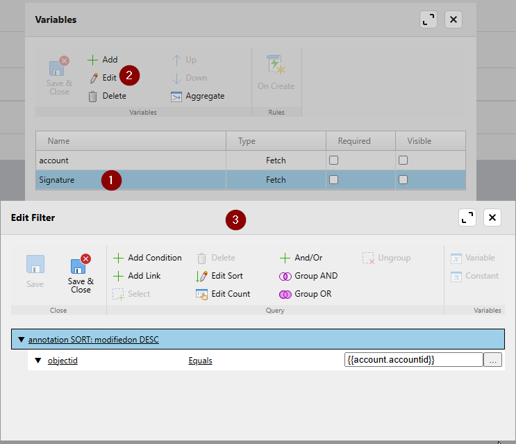 adding conditions to filter the specific signature user wants in Report Designer